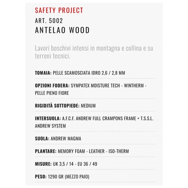 ANDREW ANTELAO WOOD art. 5002 scarpone ANTITAGLIO CL. 3 uomo con fodera SIMPATEX  